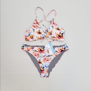 CUPSHE Women's Bikini Set Reversible Lace Up Bikini